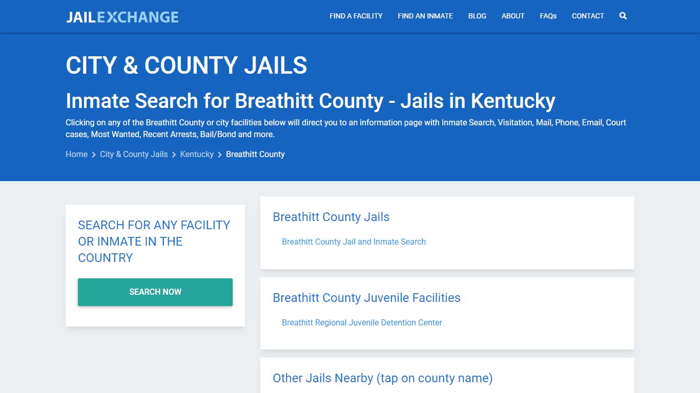 Inmate Search for Breathitt County | Jails in Kentucky - Jail Exchange